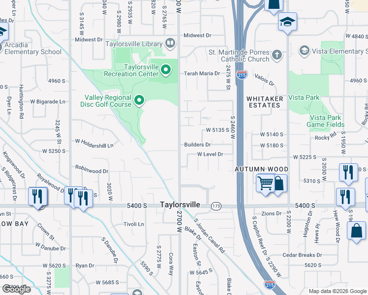 map of restaurants, bars, coffee shops, grocery stores, and more near in Taylorsville