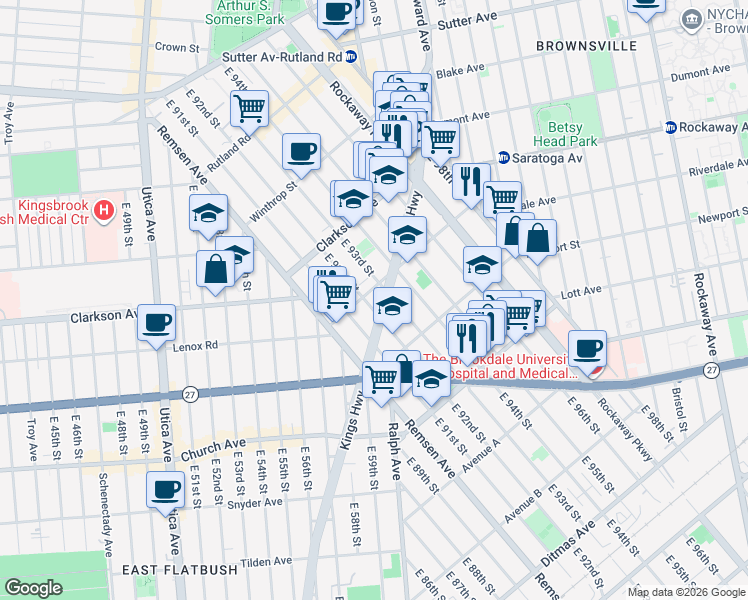 map of restaurants, bars, coffee shops, grocery stores, and more near in Brooklyn