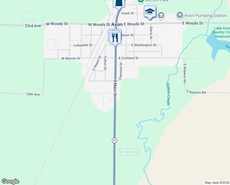 map of restaurants, bars, coffee shops, grocery stores, and more near 398 S Main St in Avon