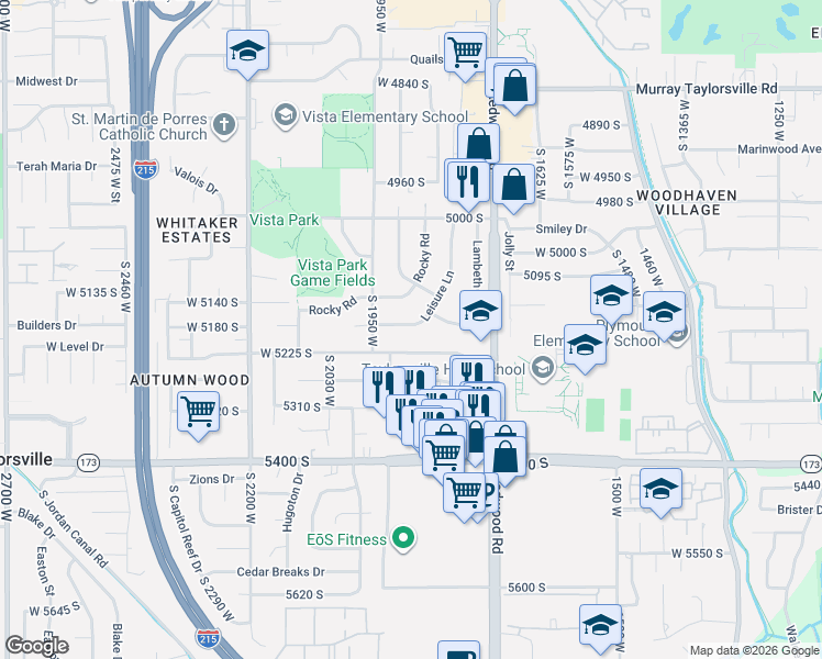 map of restaurants, bars, coffee shops, grocery stores, and more near 1856 Leisure Lane in Salt Lake City