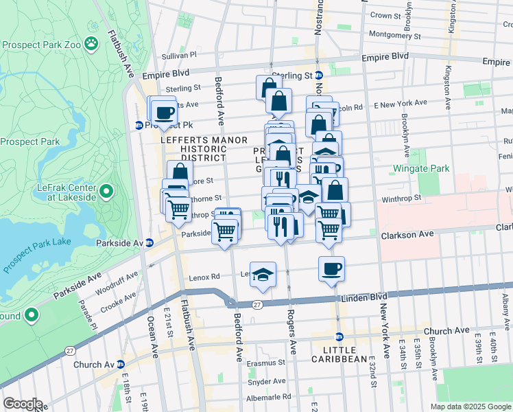 map of restaurants, bars, coffee shops, grocery stores, and more near 170 Hawthorne Street in Brooklyn