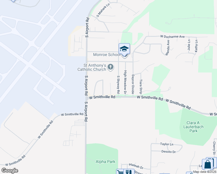 map of restaurants, bars, coffee shops, grocery stores, and more near 2702 South Aerial Drive in Peoria