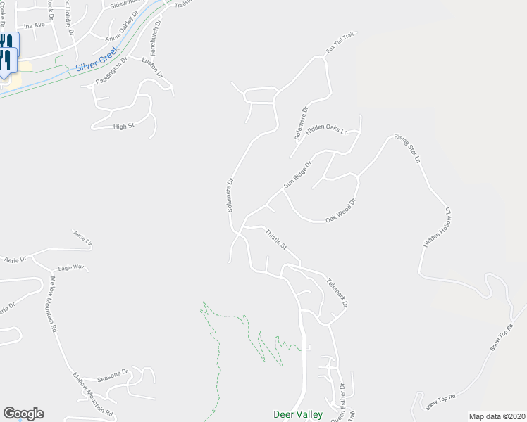 map of restaurants, bars, coffee shops, grocery stores, and more near 3390 Sun Ridge Drive in Park City