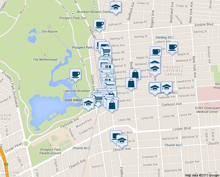 map of restaurants, bars, coffee shops, grocery stores, and more near in Brooklyn
