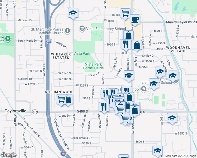 map of restaurants, bars, coffee shops, grocery stores, and more near 2908 West Leisure Circle in Salt Lake City