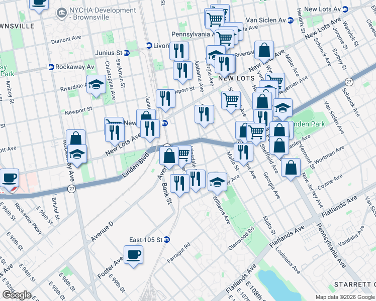 map of restaurants, bars, coffee shops, grocery stores, and more near in Brooklyn