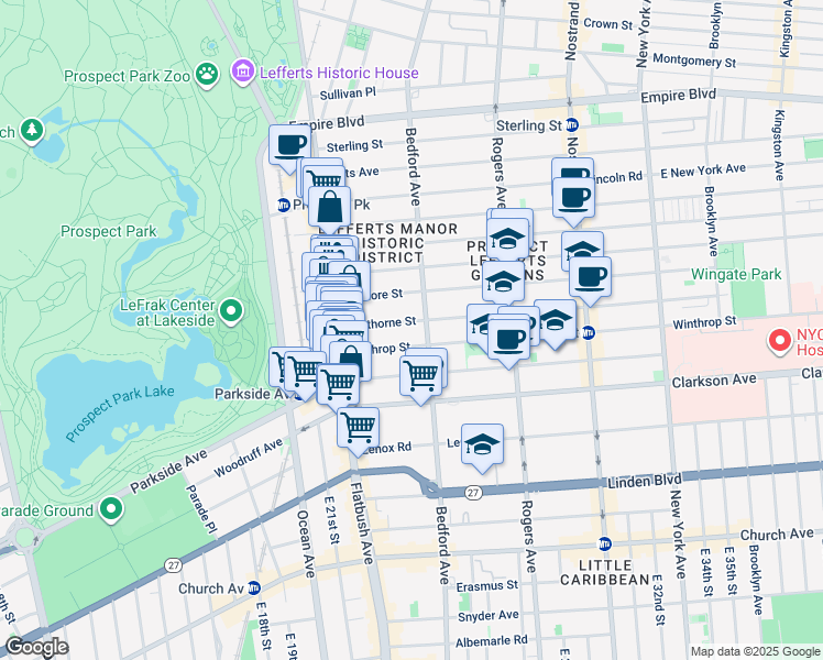 map of restaurants, bars, coffee shops, grocery stores, and more near 75 Hawthorne Street in Brooklyn