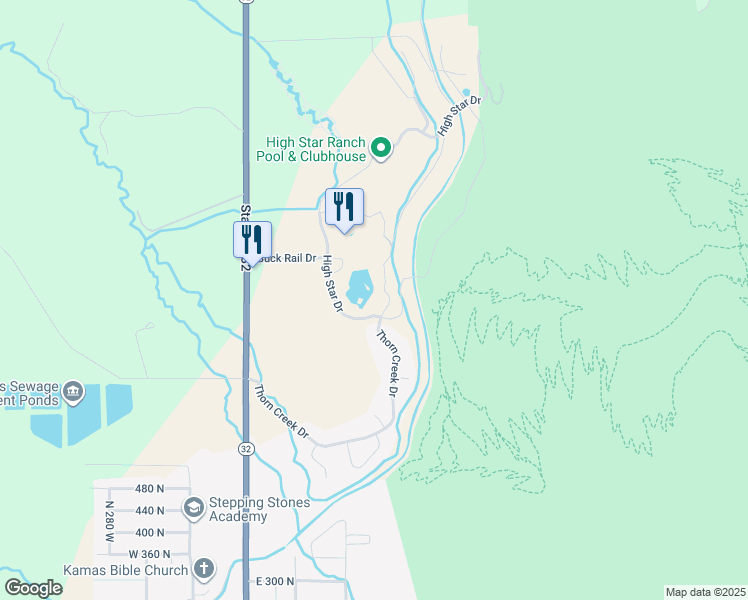 map of restaurants, bars, coffee shops, grocery stores, and more near 859 Cabin Way in Kamas