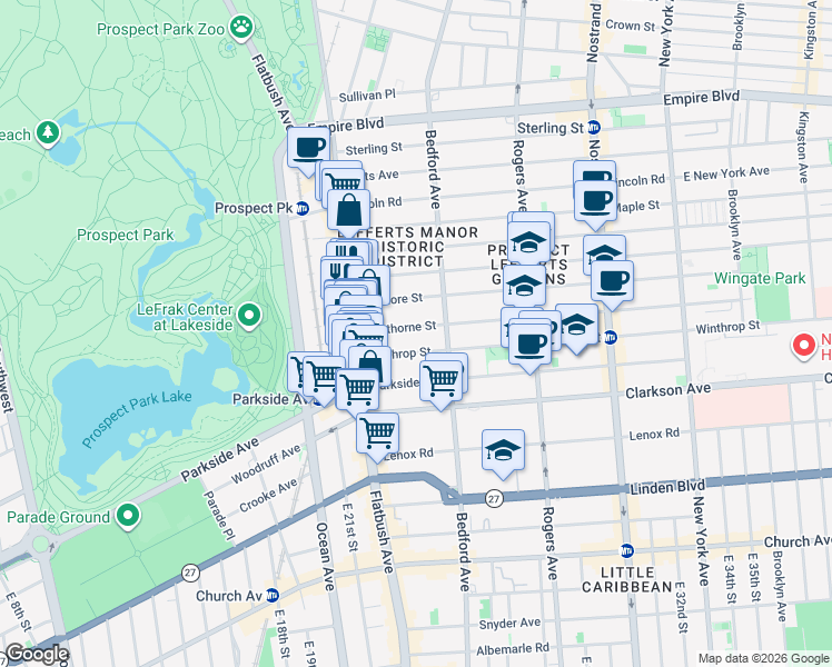 map of restaurants, bars, coffee shops, grocery stores, and more near 78 Hawthorne Street in Brooklyn
