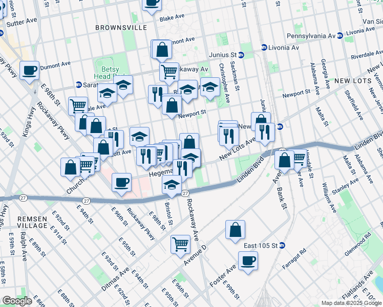 map of restaurants, bars, coffee shops, grocery stores, and more near in Brooklyn