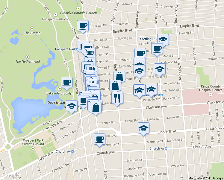 map of restaurants, bars, coffee shops, grocery stores, and more near 75 Hawthorne Street in Brooklyn