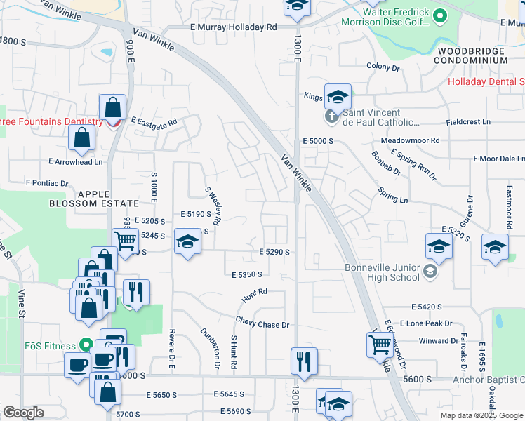 map of restaurants, bars, coffee shops, grocery stores, and more near 1740 South 1215 East in Salt Lake City