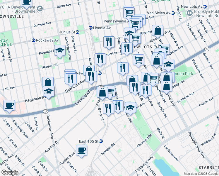 map of restaurants, bars, coffee shops, grocery stores, and more near in Brooklyn