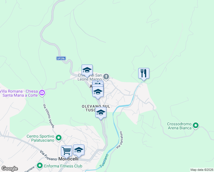 map of restaurants, bars, coffee shops, grocery stores, and more near 26 Via Nazario Sauro in Ariano