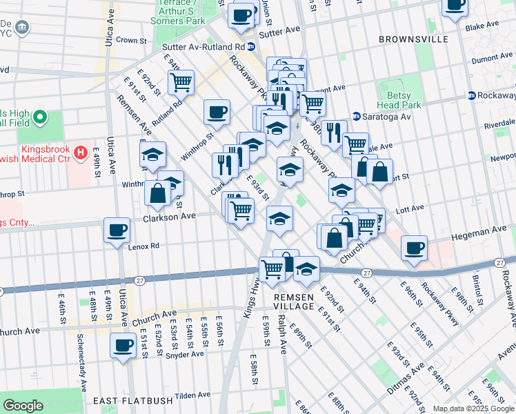 map of restaurants, bars, coffee shops, grocery stores, and more near in Brooklyn
