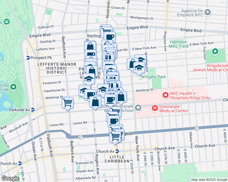 map of restaurants, bars, coffee shops, grocery stores, and more near in Brooklyn