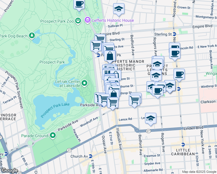 map of restaurants, bars, coffee shops, grocery stores, and more near 650 Flatbush Avenue in Brooklyn