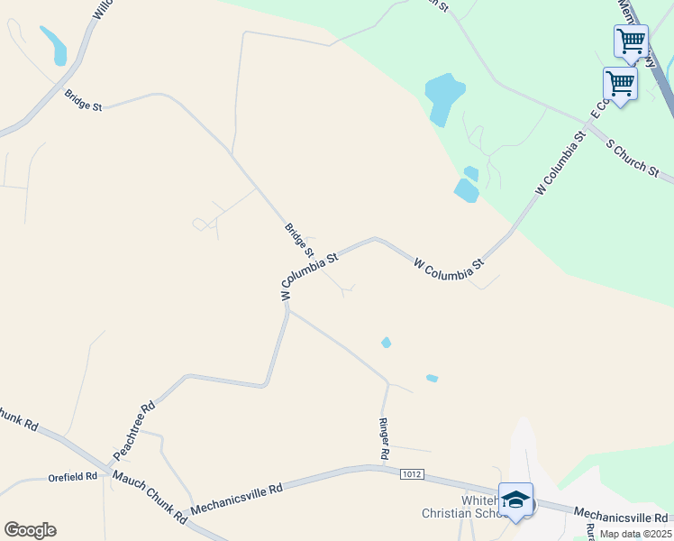 map of restaurants, bars, coffee shops, grocery stores, and more near 3250 West Columbia Street in Lehigh County