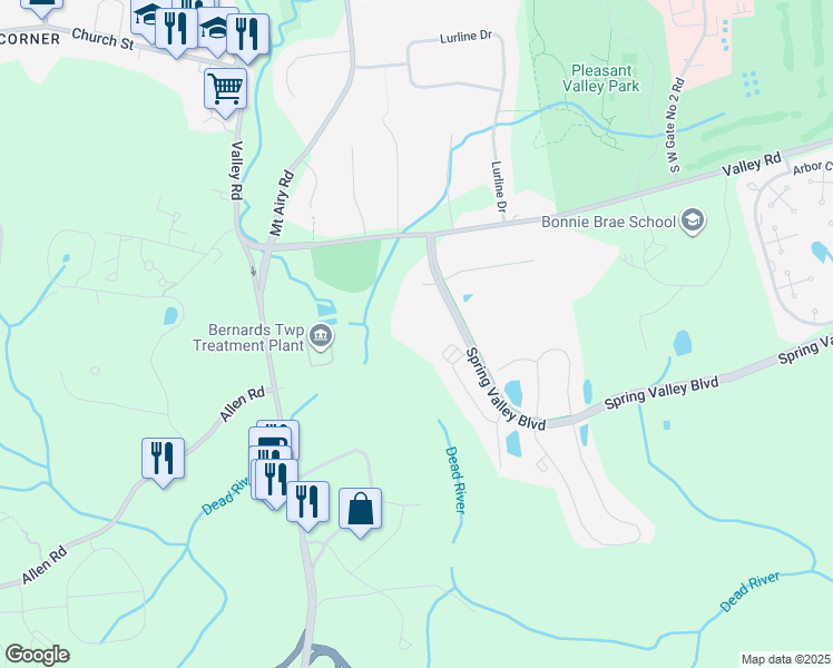 map of restaurants, bars, coffee shops, grocery stores, and more near 69 Baldwin Court in Basking Ridge
