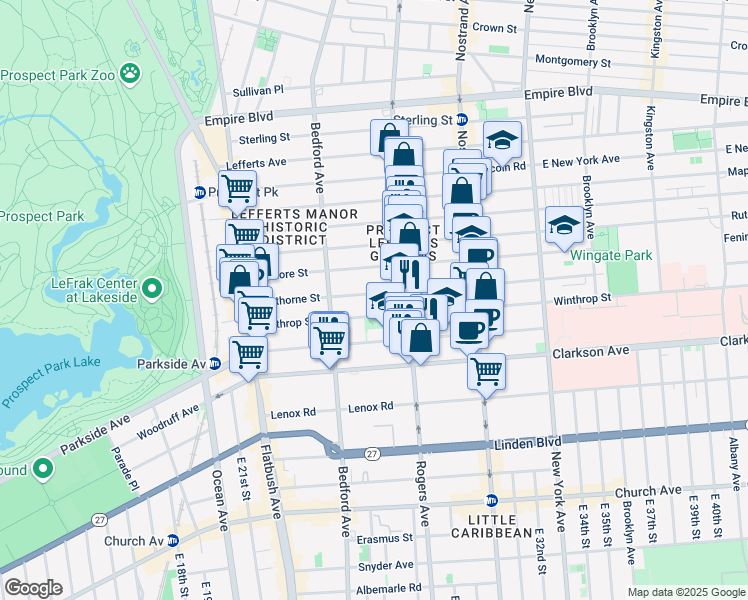 map of restaurants, bars, coffee shops, grocery stores, and more near 170 Hawthorne Street in Brooklyn