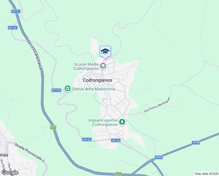map of restaurants, bars, coffee shops, grocery stores, and more near 7 Via Acquedotto in Codrongianos