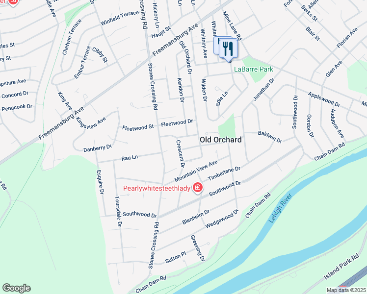 map of restaurants, bars, coffee shops, grocery stores, and more near 3771 Baldwin Drive in Easton