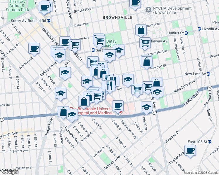 map of restaurants, bars, coffee shops, grocery stores, and more near in Brooklyn