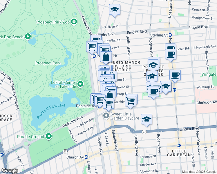 map of restaurants, bars, coffee shops, grocery stores, and more near in Brooklyn