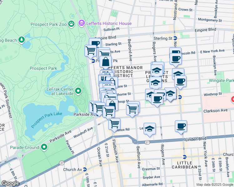 map of restaurants, bars, coffee shops, grocery stores, and more near 37 Hawthorne Street in Brooklyn