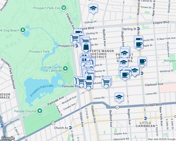 map of restaurants, bars, coffee shops, grocery stores, and more near 5 Hawthorne Street in Brooklyn