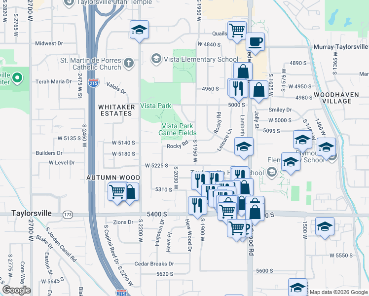map of restaurants, bars, coffee shops, grocery stores, and more near 2007 Rocky Road in Salt Lake City