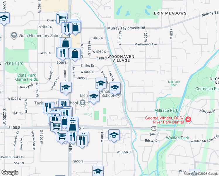 map of restaurants, bars, coffee shops, grocery stores, and more near 1449 Heavens Gate Avenue in Salt Lake City