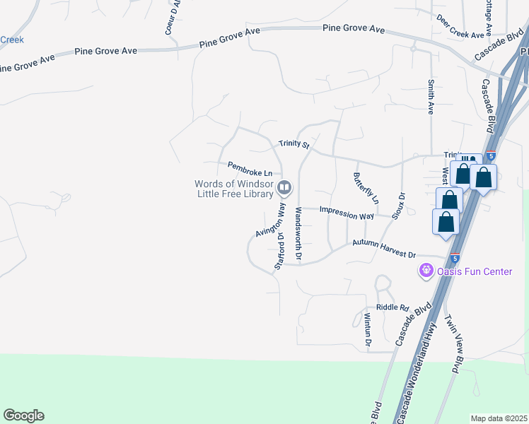 map of restaurants, bars, coffee shops, grocery stores, and more near 3151 Quigley Court in Shasta Lake