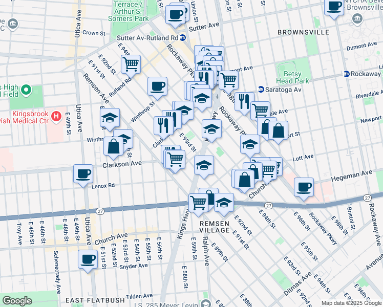 map of restaurants, bars, coffee shops, grocery stores, and more near in Brooklyn