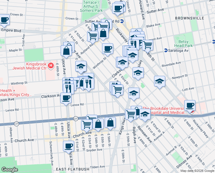 map of restaurants, bars, coffee shops, grocery stores, and more near in Brooklyn