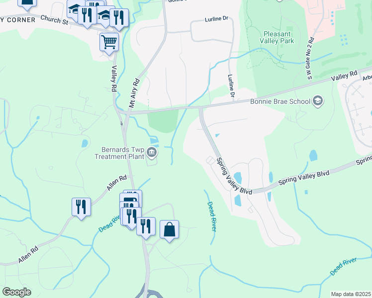 map of restaurants, bars, coffee shops, grocery stores, and more near 69 Baldwin Court in Basking Ridge
