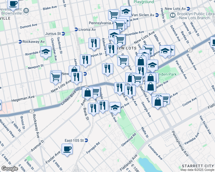 map of restaurants, bars, coffee shops, grocery stores, and more near in Brooklyn