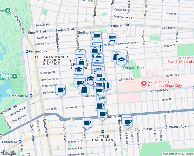 map of restaurants, bars, coffee shops, grocery stores, and more near in Brooklyn