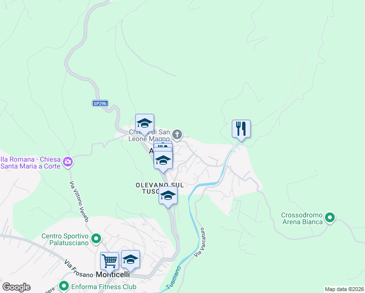 map of restaurants, bars, coffee shops, grocery stores, and more near 26 Via Nazario Sauro in Ariano