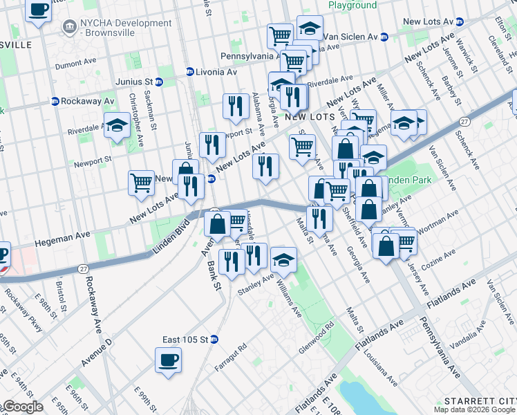map of restaurants, bars, coffee shops, grocery stores, and more near in Brooklyn