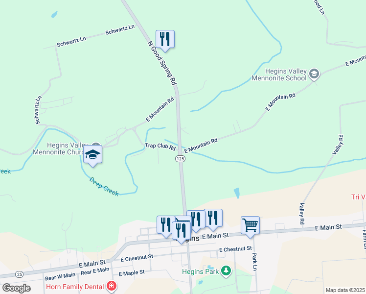 map of restaurants, bars, coffee shops, grocery stores, and more near in Hegins