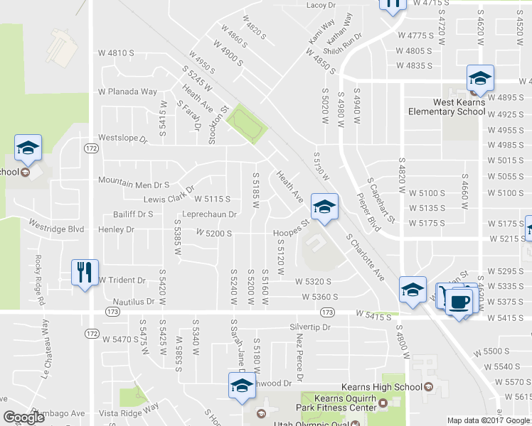 map of restaurants, bars, coffee shops, grocery stores, and more near 5150 South 5160 West in Kearns