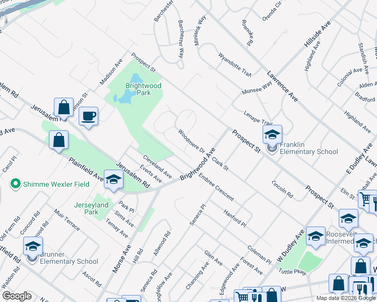 map of restaurants, bars, coffee shops, grocery stores, and more near 4 Sunnywood Drive in Westfield