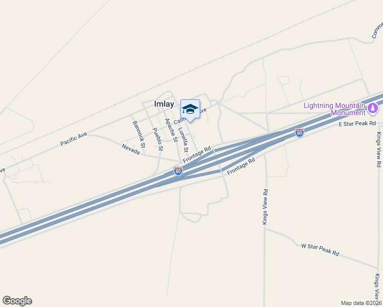 map of restaurants, bars, coffee shops, grocery stores, and more near Frontage Rd in Pershing