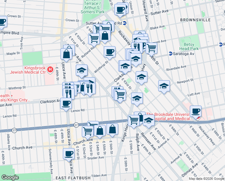 map of restaurants, bars, coffee shops, grocery stores, and more near in Brooklyn