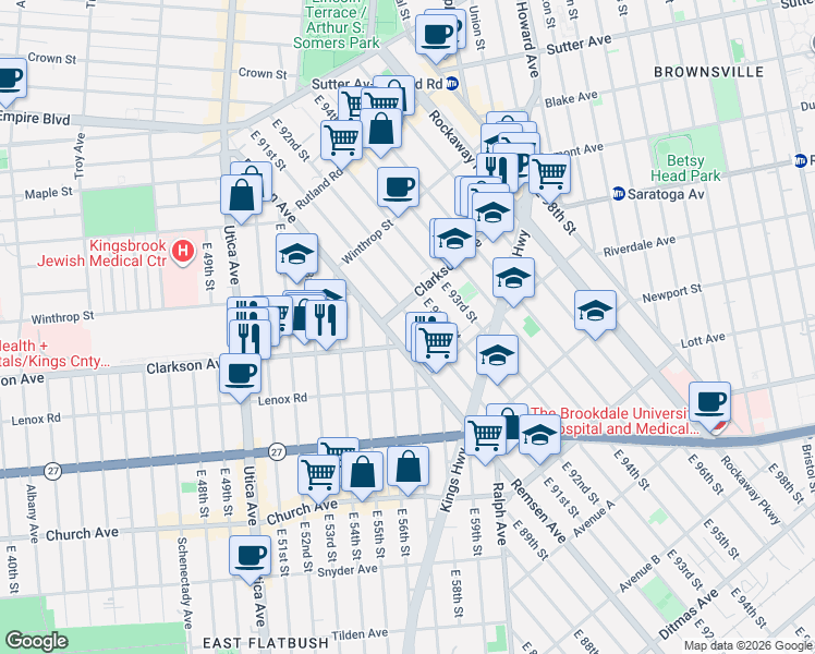 map of restaurants, bars, coffee shops, grocery stores, and more near in Brooklyn