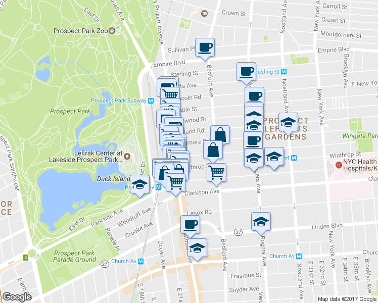 map of restaurants, bars, coffee shops, grocery stores, and more near 37 Hawthorne Street in Brooklyn