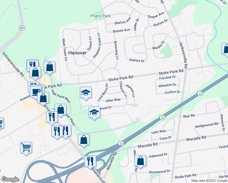 map of restaurants, bars, coffee shops, grocery stores, and more near 1560 Winthrop Avenue in Bethlehem