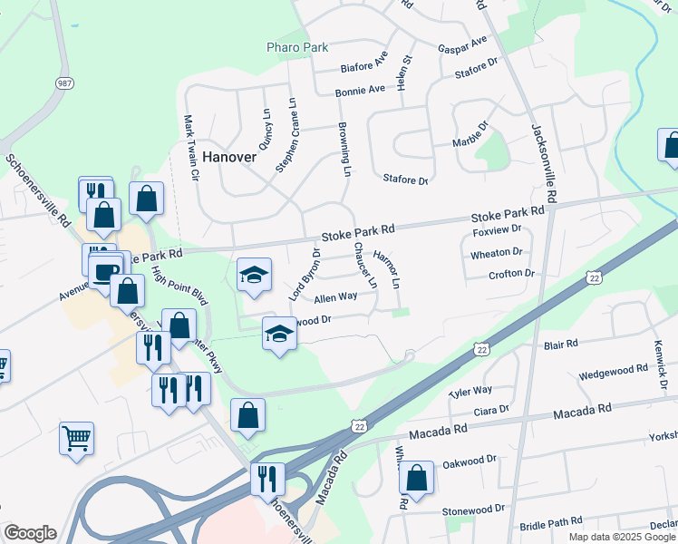 map of restaurants, bars, coffee shops, grocery stores, and more near 1560 Winthrop Avenue in Bethlehem