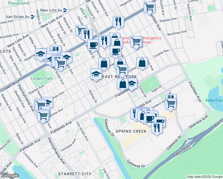 map of restaurants, bars, coffee shops, grocery stores, and more near 971 Jerome Street in Brooklyn
